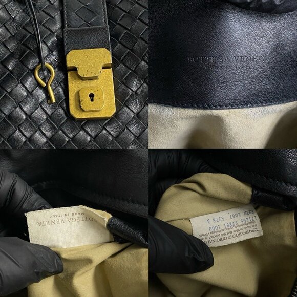 BOTTEGA VENETA Black Leather Intrecciato Tote Bag - Picture 3 of 9